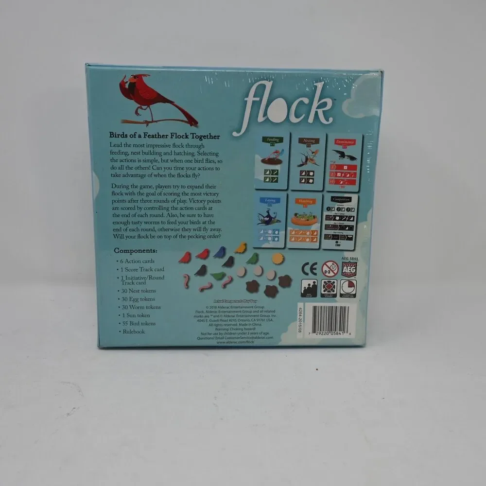 Flock Board Game by AEG 2016 – New Sealed – Box Wear on Shrinkwrap